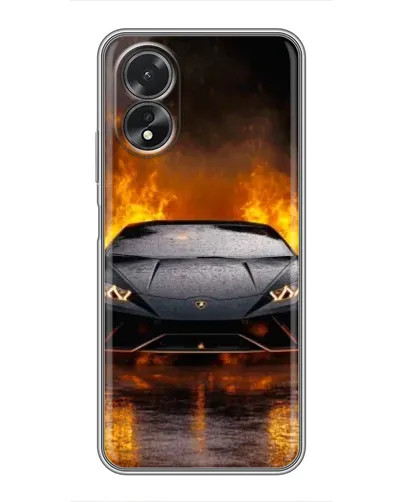 Чехол для OPPO A17 с картинкой «Lamborghini в огне»