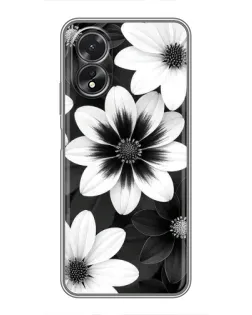 Чехол для OPPO A17 с картинкой «Монохромные астры»