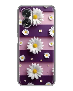 Чехол для OPPO A17 с картинкой «Ромашки на фиолетовом»