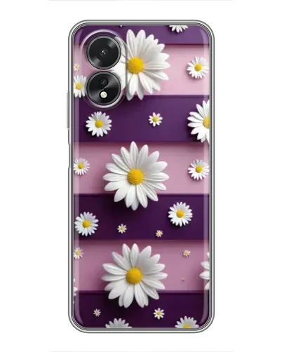 Чехол для OPPO A17 с картинкой «Ромашки на фиолетовом»