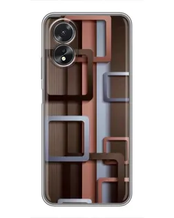 Чохол для OPPO A17 з картинкою «Коричневі об'ємні квадрати»