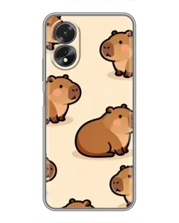 Чехол для OPPO A17 с картинкой «Паттерн милых капибар»