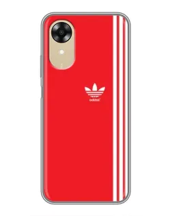 Чехол для OPPO A17k с картинкой «Красный минимализм Adidas»