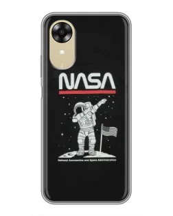 Чехол для OPPO A17k с картинкой «NASA — шагаем по Луне»