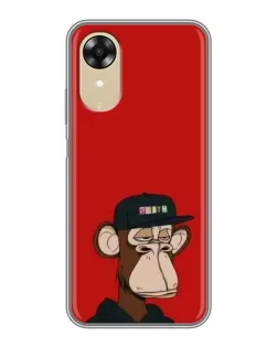 Чехол для OPPO A17k с картинкой «Bored Ape — красный фон»