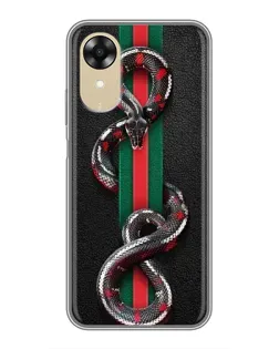 Чехол для OPPO A17k с картинкой «Gucci — змея на полосе» Чехол для OPPO A17k с картинкой «Gucci — змея на полосе»