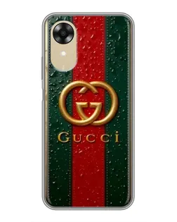 Чехол для OPPO A17k с картинкой «Gucci — фирменная полоса и золото» Чехол для OPPO A17k с картинкой «Gucci — фирменная полоса и золото»
