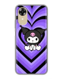 Чехол для OPPO A17k с картинкой «Kuromi и фиолетовые сердца»