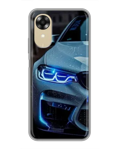 Чехол для OPPO A17k с картинкой «Взгляд BMW с синими фарами»