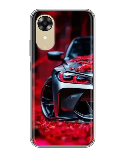Чехол для OPPO A17k с картинкой «Спортивная BMW и цветы»
