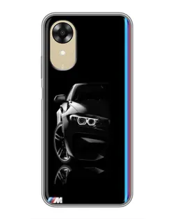 Чехол для OPPO A17k с картинкой «Силуэт BMW в темноте»