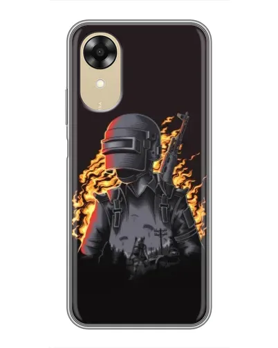 Чехол для OPPO A17k с картинкой «PUBG — огненный силуэт»