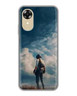 Чехол для OPPO A17k с картинкой «Герой PUBG на скале»