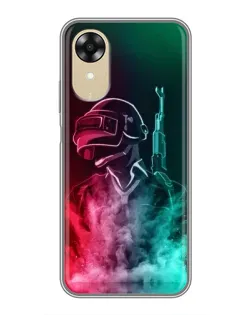 Чехол для OPPO A17k с картинкой «PUBG — огненный воин»