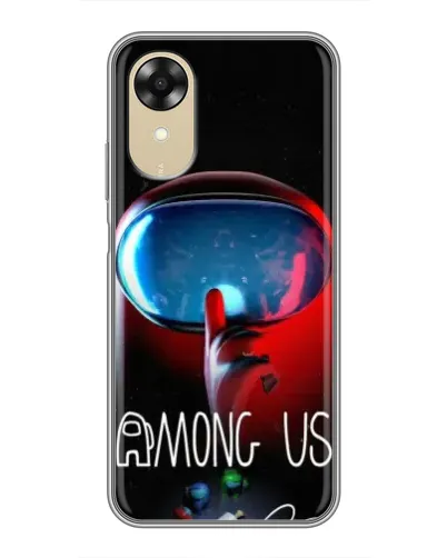 Чехол для OPPO A17k с картинкой «Красный импостер — макро»