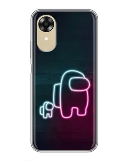 Чехол для OPPO A17k с картинкой «Among Us неон-арт»
