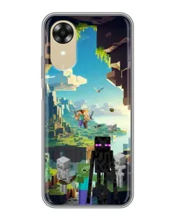 Чехол для OPPO A17k с картинкой «Эндермен в лесу»