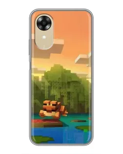 Чехол для OPPO A17k с картинкой «Майнкрафт закат солнца»