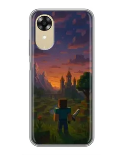Чехол для OPPO A17k с картинкой «Стив у башни»