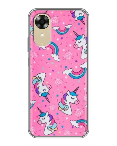 Чехол для OPPO A17k с картинкой «Unicorn паттерн розовый»