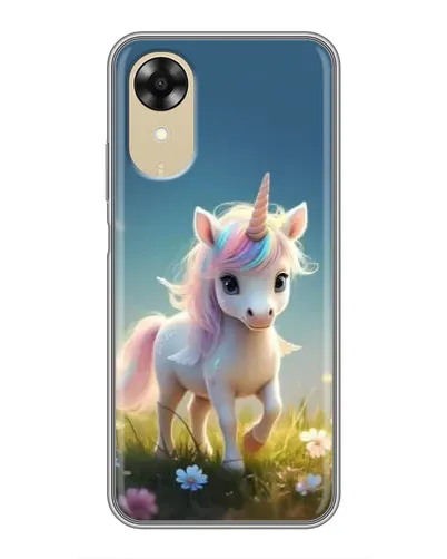 Чехол для OPPO A17k с картинкой «Единорог на поляне»