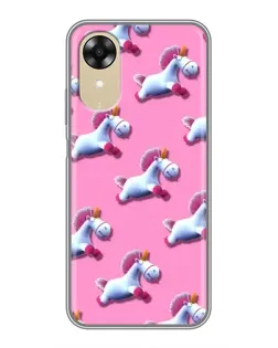 Чехол для OPPO A17k с картинкой «Единороги на розовом»