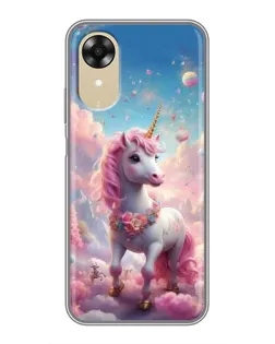 Чехол для OPPO A17k с картинкой «Единорог среди облаков»