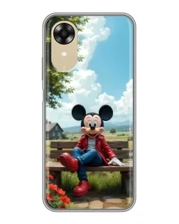 Чехол для OPPO A17k с картинкой «Микки на скамейке»