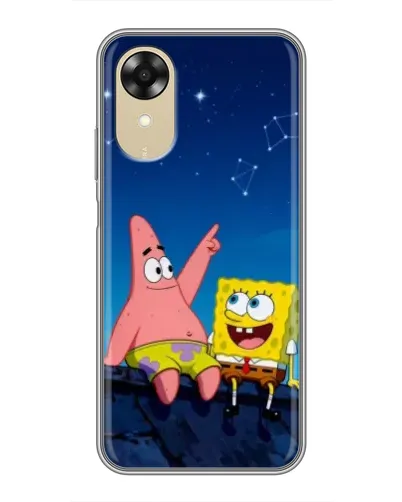 Чехол для OPPO A17k с картинкой «Губка Боб и Патрик ночью»