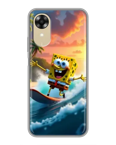 Чехол для OPPO A17k с картинкой «Губка Боб серфингист»