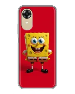 Чехол для OPPO A17k с картинкой «Спанч Боб на красном»