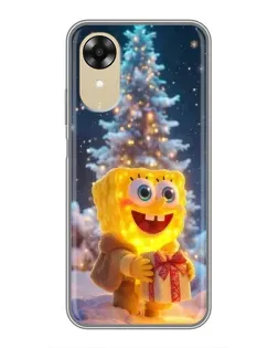 Чехол для OPPO A17k с картинкой «Рождественский Спанч Боб»