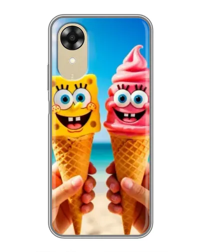 Чехол для OPPO A17k с картинкой «Спанч Боб мороженое»