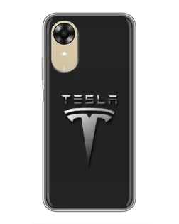 Чехол для OPPO A17k с картинкой «Стальной логотип Tesla»