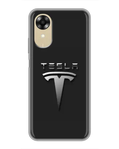 Чехол для OPPO A17k с картинкой «Стальной логотип Tesla»