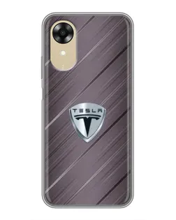 Чехол для OPPO A17k с картинкой «Металлическая текстура Tesla»