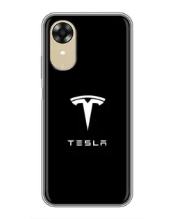 Чехол для OPPO A17k с картинкой «Tesla White Logo»
