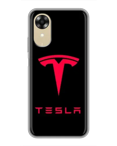 Чехол для OPPO A17k с картинкой «Tesla Red Logo»
