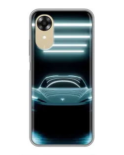Чехол для OPPO A17k с картинкой «Tesla в неоне»
