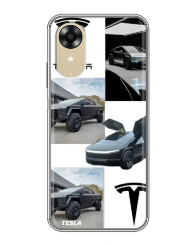 Чехол для OPPO A17k с картинкой «Коллаж Cybertruck Tesla»
