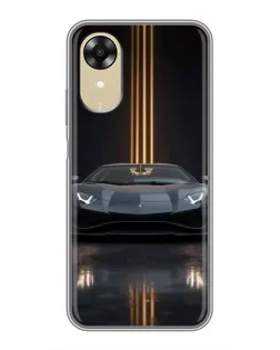 Чехол для OPPO A17k с картинкой «Lamborghini золотые линии»