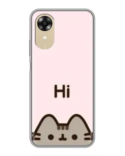 Чехол для OPPO A17k с картинкой «Пушин говорит Hi»