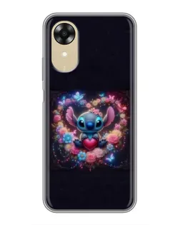 Чохол для OPPO A17k з картинкою «Stitch у квітах»