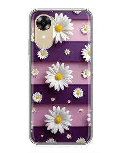 Чехол для OPPO A17k с картинкой «Ромашки на фиолетовом»