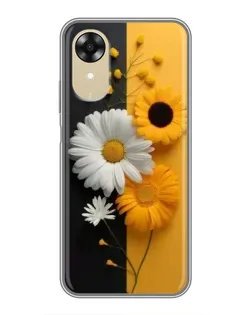 Чехол для OPPO A17k с картинкой «Подсолнух и ромашка»
