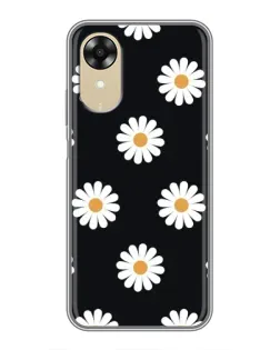 Чехол для OPPO A17k с картинкой «Ромашки на черном»