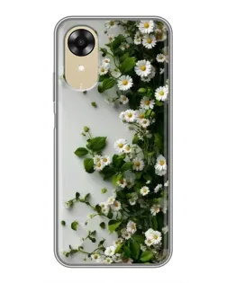 Чехол для OPPO A17k с картинкой «Ветка мелких белых цветов»