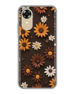 Чехол для OPPO A17k с картинкой «Узор из маленьких подсолнухов»