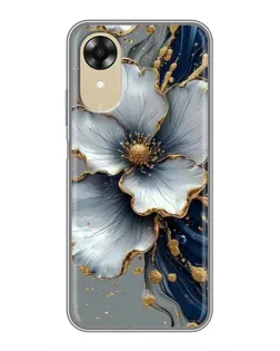 Чехол для OPPO A17k с картинкой «Белый цветок и золотой флюид»