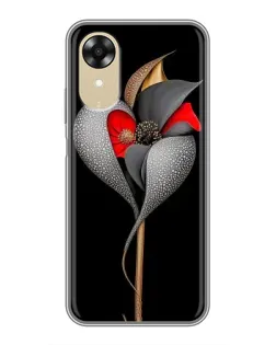 Чехол для OPPO A17k с картинкой «Серебряный фантазийный цветок»